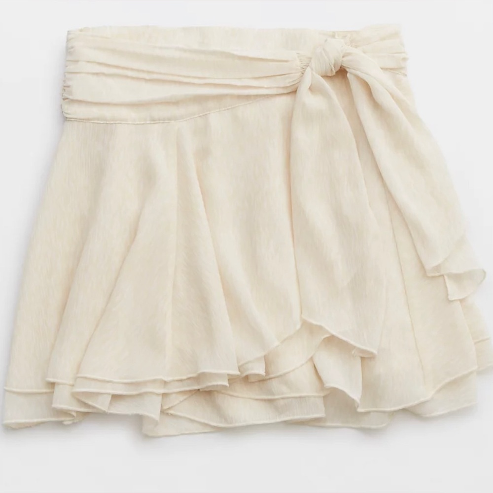 NEW! Aerie Chiffon Wrap Skirt with Self Wrap Tie, Flowy and Ruffles, Size L